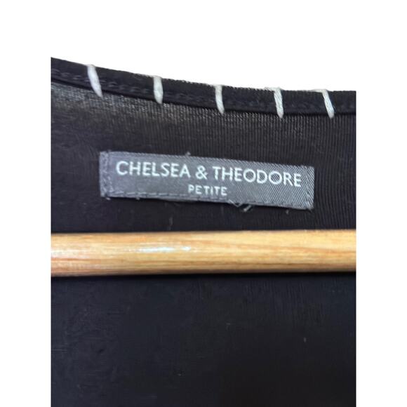 Chelsea & Theodore Embroidered Dress Petite L Sleeveless Black Knit Maxi Dress - Picture 8 of 10